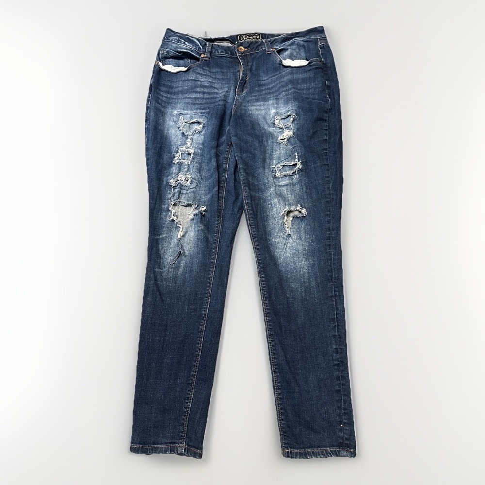 CATO Premium Jeans‎ Woman's Size 16W Distressed Blue Denim 35x30